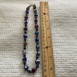 Italian Murano blue millefiore glass necklace